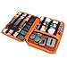 tearplex BUBM Large Double Layer Electronics Accessories Bag Travel Gear Organizer Phone Charger Cable Storage Bag (Grey&Orange)