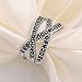 dnswez Vintage CZ Criss Cross Rings for Women Black Marcasite Stone Statement Chunky Rings with Intertwined Cable Wire
