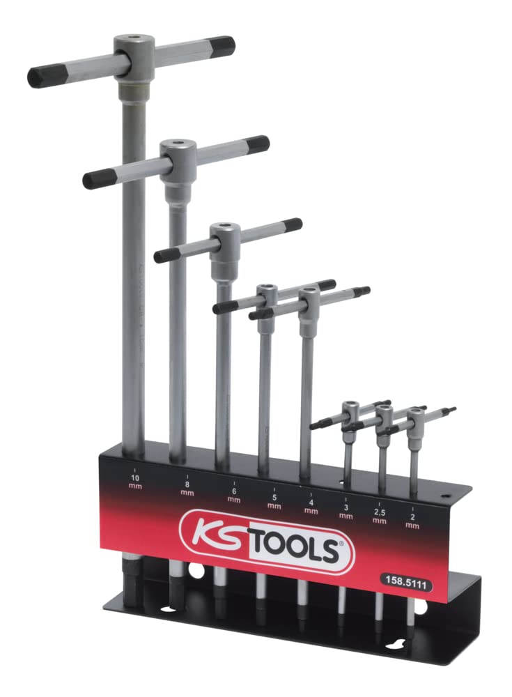 KS Tools 158.5111 8 Pieces 8 Hex Keys – T Handle/Stand