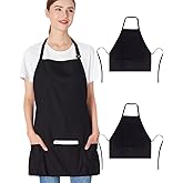 BEAMARKER Adjustable Bib Apron with Long Ties for Women Men Breathable Soft Chef Apron with 3 Pockets Kitchen Cooking Baking Restaurants Servers Cleaning Home Repairs Gardening Crafting