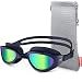 Zionor Swimming Goggles, G6 Non Polarized Swim Goggles UV Protection Watertight Anti-Fog Adjustable Strap Comfort fit for Unisex Adult Men and Women (Non-Polarized Mirror Gold Lens Navy Frame) primary