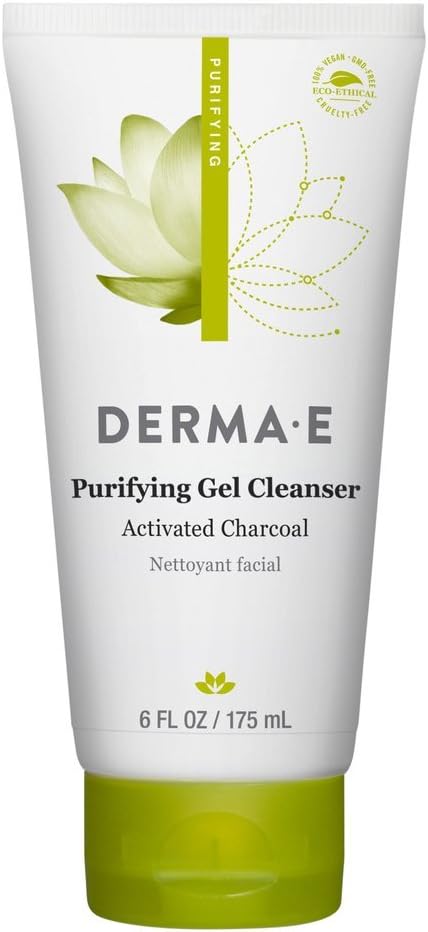 DERMA E Purifying Gel Cleanser Marine Algae Activated Charcoal 6 oz Vegan