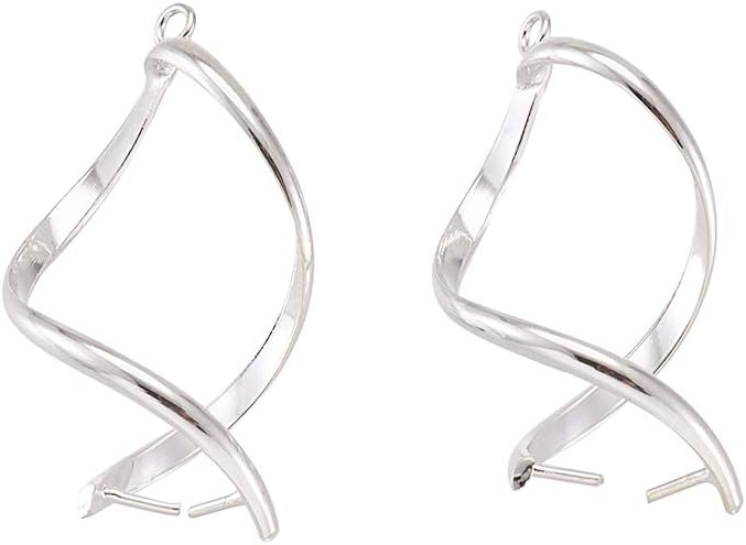 Beadthoven 8-Piece Silver Brass Twist Ice Pick & Pinch Bails for Pendants Twist Bails for Half-Drilled Beads Making Dangle Earrings Jewelry Necklace Charms Handmade Accessories Supplies (Twist#2)