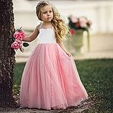 FULLIN Girl Dress Girl Pink Sleeveless Wedding Party Gown Girl Dress Girls Play Clothes,110cm