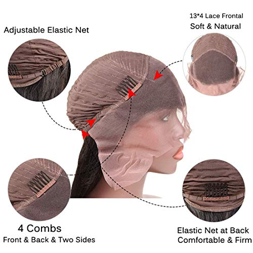 Lace Front Wigs Human Hair Curly Wave 13x4 Kinky Curly Lace Front Wig Human Hair Pre Plucked with Baby Hair Brazilian Wet and Wavy Lace Frontal Wig for Women 150% Density Natural Black Color 20 Inch