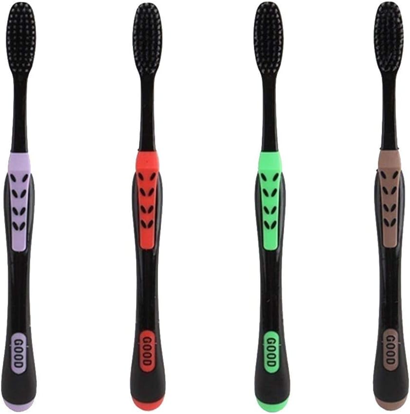 Kineca 4pcs Adults Bamboo Charcoal Toothbrush Anti-slip Handle Soft Bristle Brush Oral Hygiene Supplies 19 * 13cm