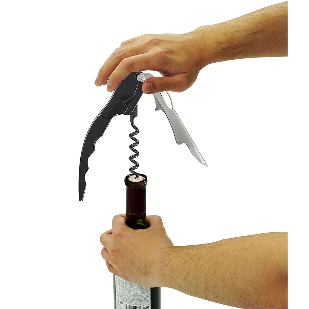 Fackelmann Waiter'S Corkscrew of Stainless Steel, Black/Silver, 4.5 x 1-Inch
