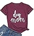 Womens Dog Mom T-Shirt Funny Moms Gift Novelty Animal Family Tee Tops Size M (Red Wine)