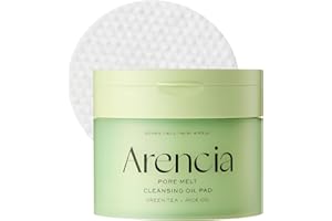 Arencai Pore Melt Cleansing Oil Pad, Easy Makeup Removing with Cleansing Wipes with Green Tea, Rice, Ceramide, 50 Pads