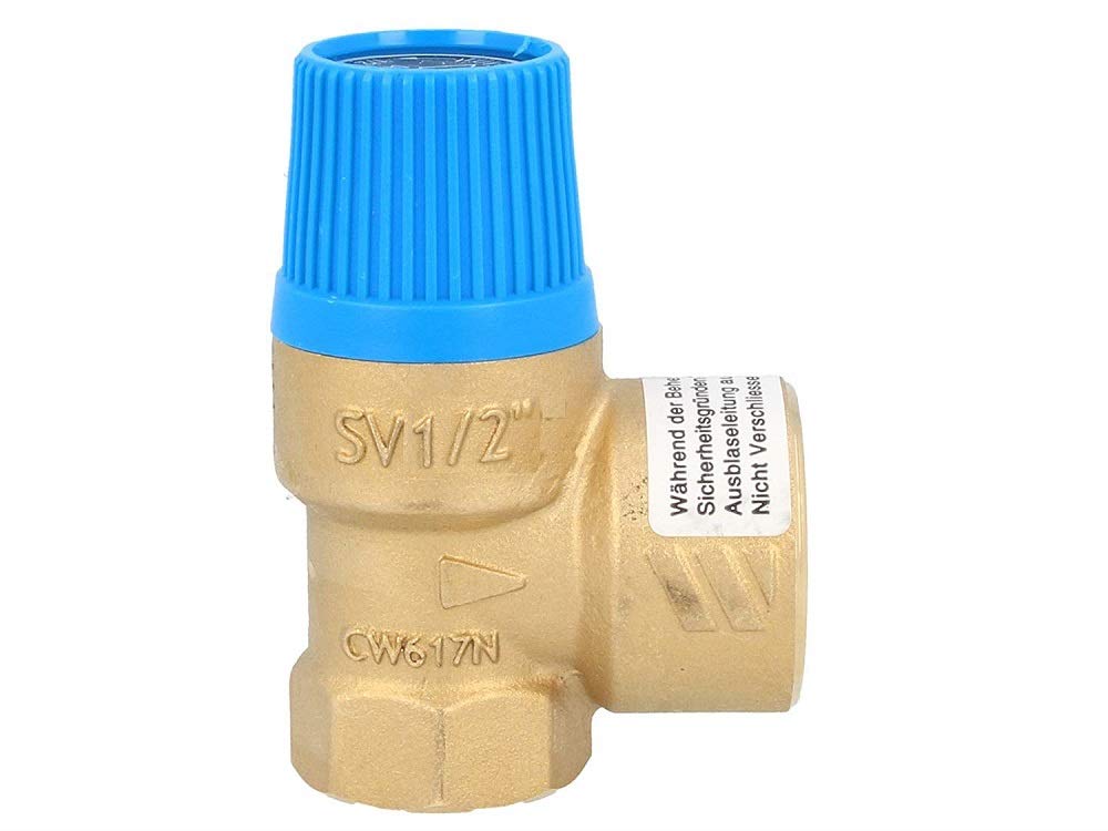 Membrane Safety Valve for Closed Water Heaters According to DIN 4753, 6 Bar, up to 75 kW, E 1/2 Inch - A 3/4 Inch