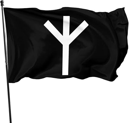 Amazon Com Jiaqio Hb American Flag 3 X 5 Ft Algiz Rune Flag Banner Breeze Flag Garden Outdoor