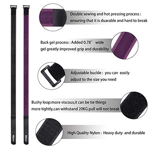 Epessa Bike Rack Strap Bike Wheel Stabilizer Straps,Stonger Grip with Gel,Adjustable,2 Pack (1XPurple&1XBlack)