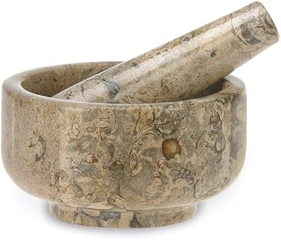 British Fossils Classic Fossilstone Pestle & Mortar - 4 inch Handmade