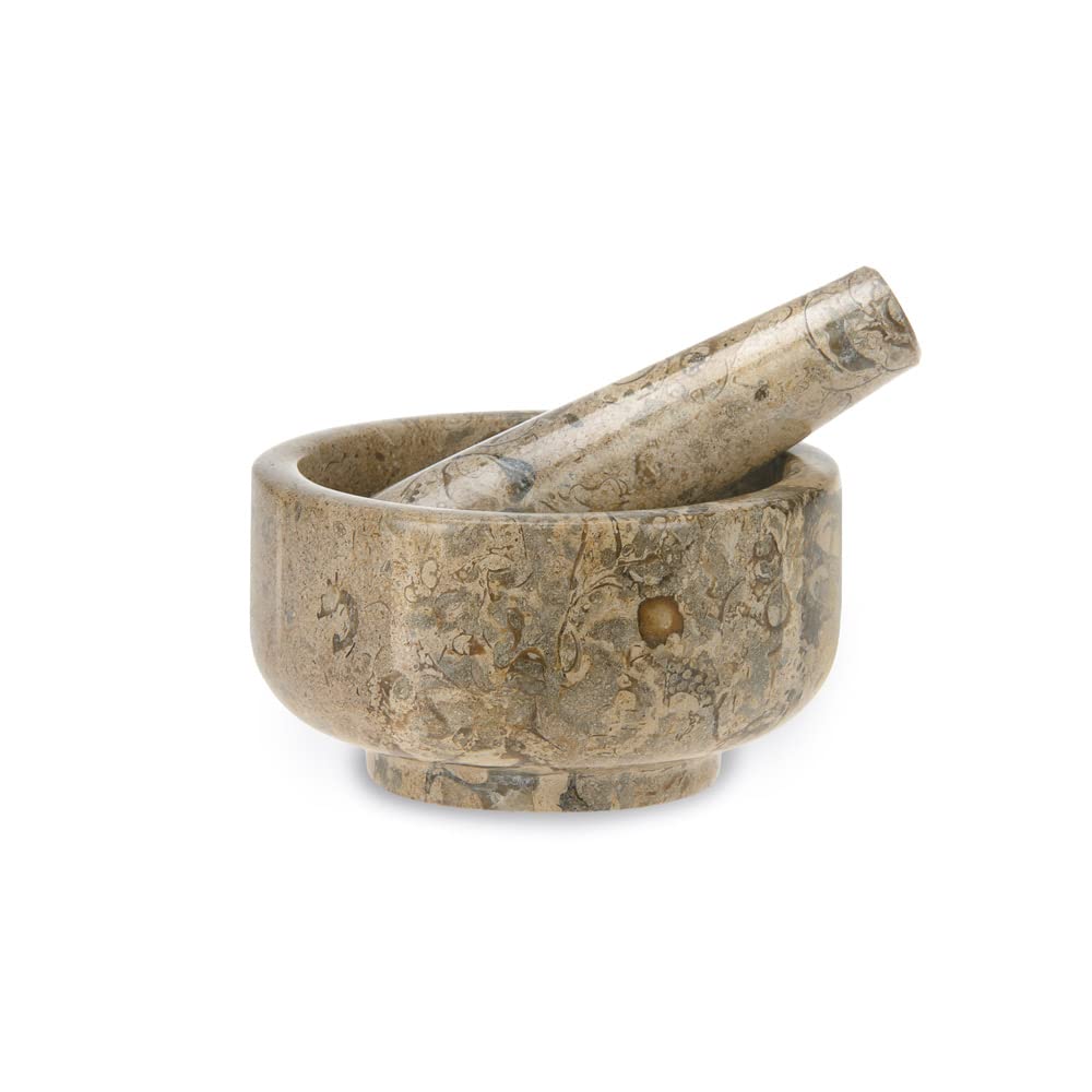 Classic Fossilstone Pestle & Mortar - Handmade from the Foothills of the Himalayas!