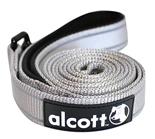 alcott Adventure Dog Leash with Reflective Stitching & Neoprene Padded Handle, Medium, Grey