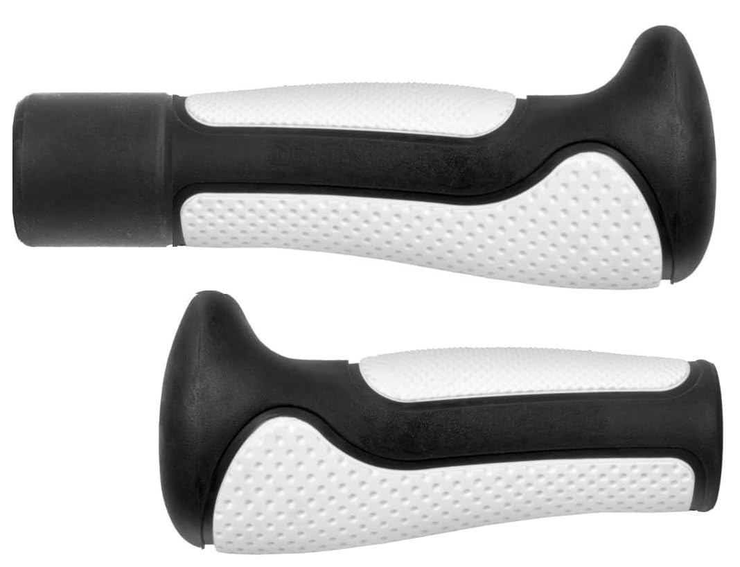 BRAT Kier2k Bike Grips - Set of 2 Anti-slip Ergonomic Grip - 138/108mm, Black/White