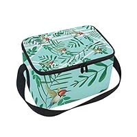 Tarity Hummingbird Leaves Insulated Lunch Bag Cooler Lunchbox Container Tote Bag with Shoulder Strap for Women Men Boy Girls Kids