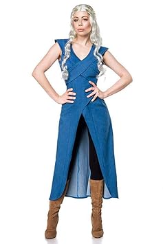 Mother of Dragons Damen Kostüm für Daenerys und Game of Thrones Fans 3tlg blau schwarz - M