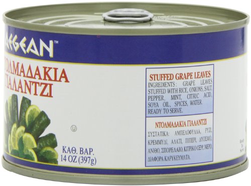 Aegean Stuffed Grape Leaves (Dolmadakia) , 14-Ounce Cans (Pack of 6)
