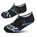 L-RUN Men Women's Barefoot Skin Shoes Quick-Dry Water Shoes for Beach Pool Surf Yoga Exercise Black Blue (L(W:8.5-9,M:6-6.5)=EU39-40