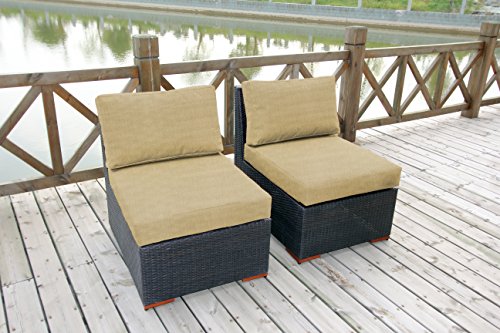 BHG Cibo Armless/Slipper Chair Featuring Sunbrella Fabric (2 Pack), Canvas Heather Beige