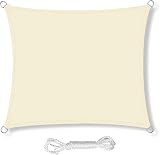 HEYOMART 2m x 2m Sun Shade Sail Cream White Waterproof 98% UV Block