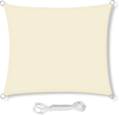 HEYOMART Sun Shade Sail 3.6m x 3.6m Cream White Waterproof Outdoor