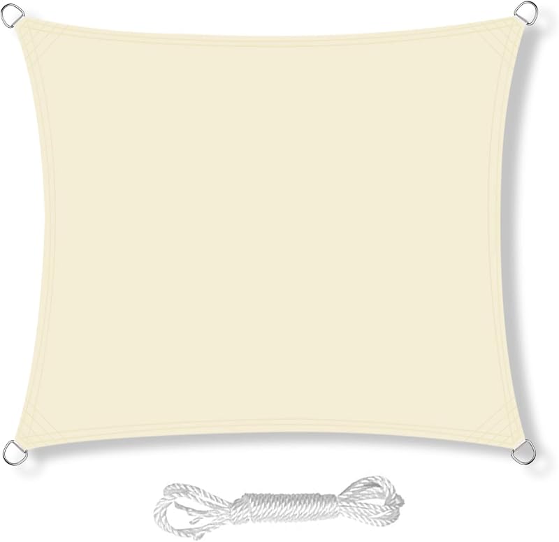HEYOMART Sun Shade Sail 3.6m x 3.6m Cream White Waterproof Outdoor