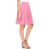 Urban CoCo Women's Basic Midi Skirt Versatile Stretchy Flared Casual High Waisted Skirt