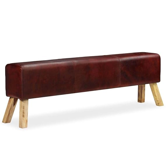 vidaXL Sitzbank Echtleder Braun 160x28x50cm Lederbank Turnbock Sitzhocker