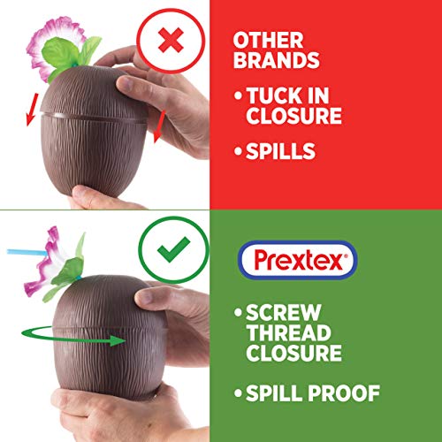Prextex 18 Pack Coconut Cups for Hawaiian Luau Kids Party with Hibiscus Flower Straws - Tiki and Bea - //medicalbooks.filipinodoctors.org
