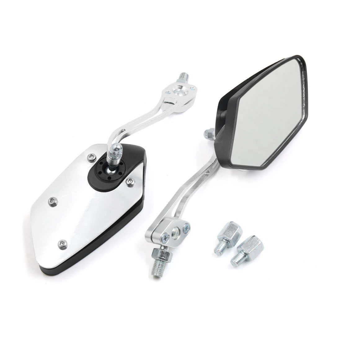 sourcingmap 2pcs Silver Tone Pentagonal Design Motorcycle Side Rearview Mirror