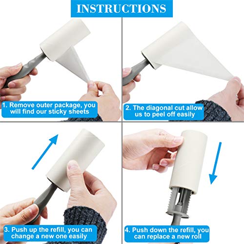 Lint Rollers for Pet Hair, Lint Remover and Pet Hair Remover Set Brush with 480 Sheets Extra Sticky for Dog & Cat Hair Removal and Clothes - Thumbnail 2