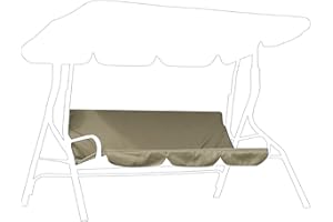 HAOFY Patio Swing Cushion Cover Replacement, 3‑Seat Courtyard Garden Swing Hammock, Waterproof Outdoor Swing Seat Protection Cover 150 x 50 x 10cm(Beige)