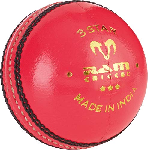 Ram Cricket 3 star Match Ball – Box of 6 – 4 piece leather Construction – Hand Stitched Traditional Seam – For match or training – Lacquered finish for Durability – Available in 5.5oz, 5oz & 4.75oz