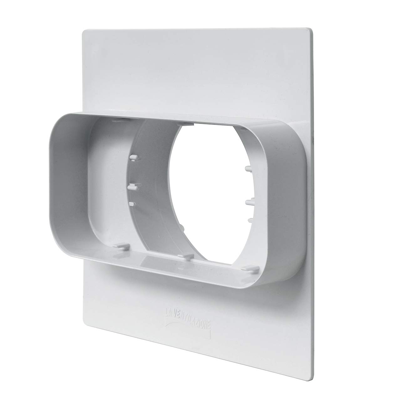 La Ventilazione PM157100B Wall Plate Rectangular Round Tube 150 x 70 mm - 100 mm. White