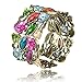 VTG Rainbow Colorful Flower Resin Rhinestone Drop Cuff Bracelet Bangle