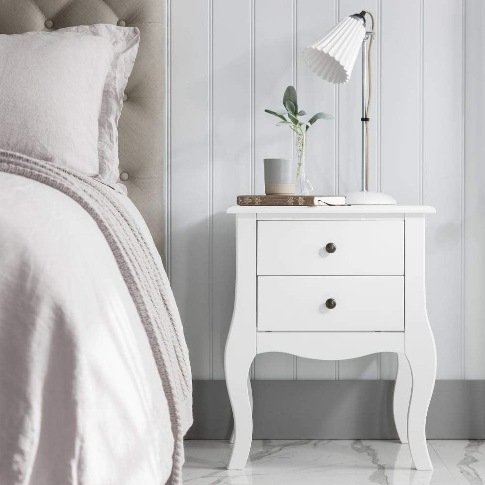 Vanimeu White Night Stand Bedside Cabinets with Storage Drawers Bedroom Furniture （2 Drawer）