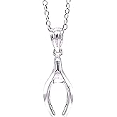 Charm America - Silver Wishbone Pendant - 925 Sterling Silver- Silver Adjustable Necklace 16"-18" - Greats Gifts for Men and Women