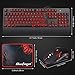 BlueFinger Backlight Gaming Keyboard,USB Wired Light up Keyboard,114 Keys Letters Glowing Keyboard,LED Light Keyboard for Game and Work (Black)