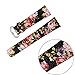 bayite Leather Bands Compatible with Fitbit Versa/Versa 2, Slim Wristband Replacement Accessories Fitness Classic Straps Women, Black/Pink Flower