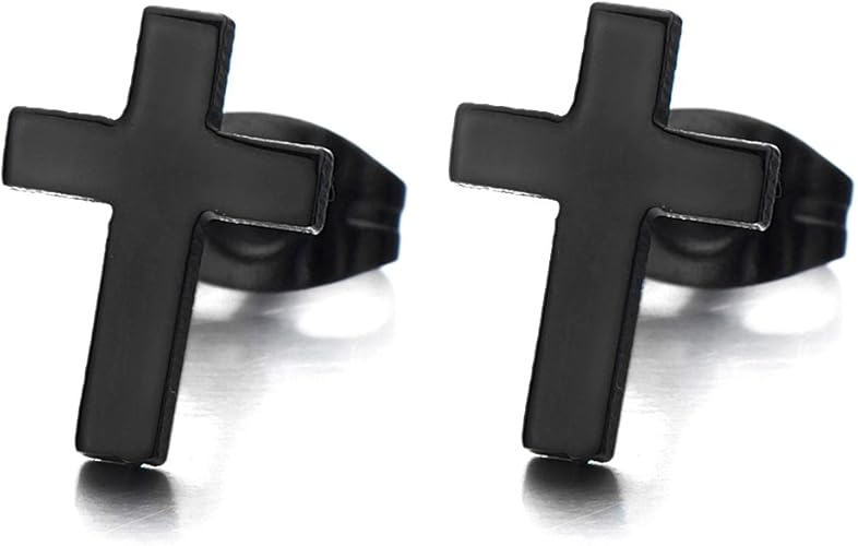 4mm Unisexe Noir Boucles D Oreilles Croix Homme Femme Clous D Oreille Acier Inoxydable 2 Pieces Amazon Fr Bijoux