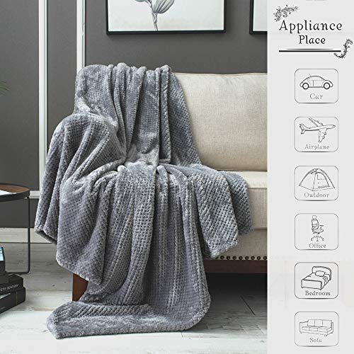 image for LEWONDER Flannel Fleece Throw Blanket for Sofa Couch | Taupe Waffle Te