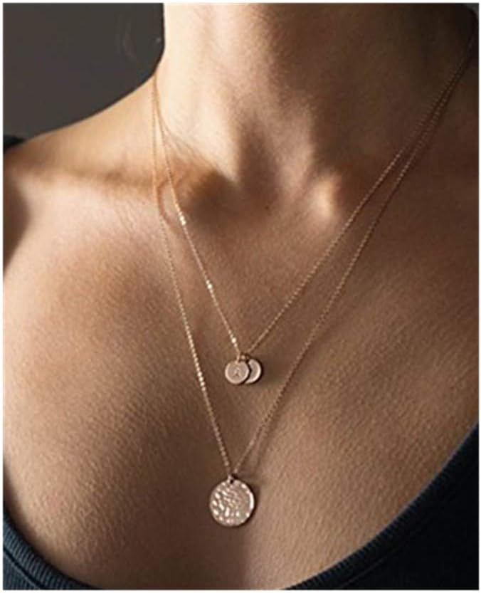 beautiful beautiful girl Long Layered Disk Necklaces, Rose Gold or Silver