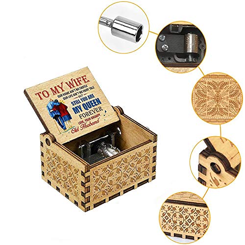 Hefonti Music Box Gift for Wife - Valentine Anniversary Christmas Birthday Gift to Wife Girlfriend from Husband Boyfriend Romantic Hand Crank Musical Box Play You are My Sunshine