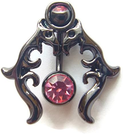 14g 3/8 Wolf Shield Belly Button Navel Rings Ring Bar Body Piercing Jewelry