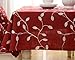 Tina's Cotton Linen Tablecloth Leaf Embroidered Table Cover for Dinner Kitchen Red, 60