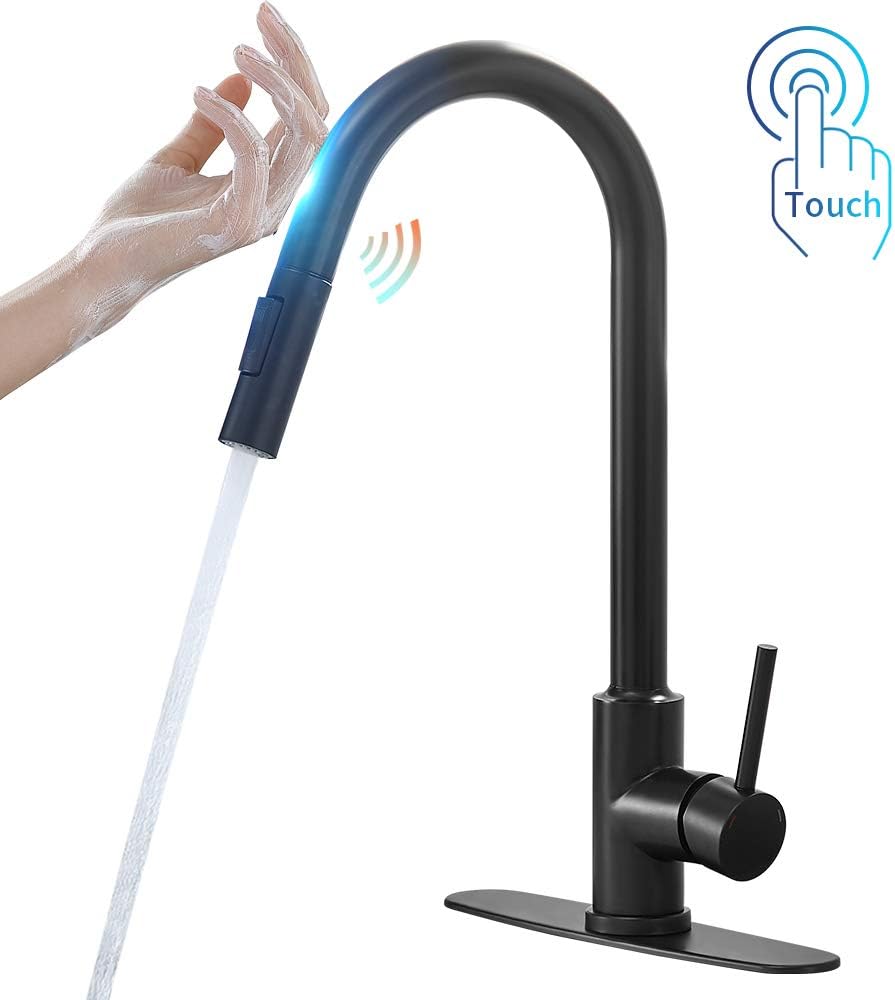 OWOFAN Touch On Kitchen Faucets with Pull Down Sprayer, Single Handle