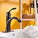 BWE Bathroom Sink Faucet with Drain Assembly with Overflow and Supply Line Single Handle Oil Rubbed Bronze Single Hole Lavatory Basin Mix Tap