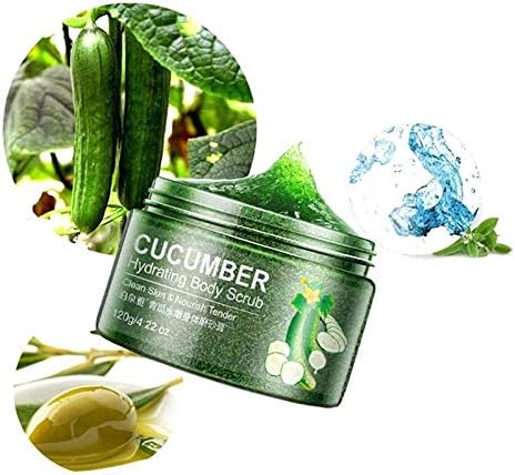 BIOAQUA Body Scrub Shea Butter Almond Cucumber Strong Moisturizing Hydrating Cleaning Skin Long Lasting Nourishment Smoothing Essence (CUCUMBER) - Image 5